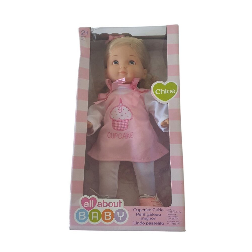 All About Baby Chloe Cupcake Doll Pink Dress Birthday 2010 Small World‎ Toys